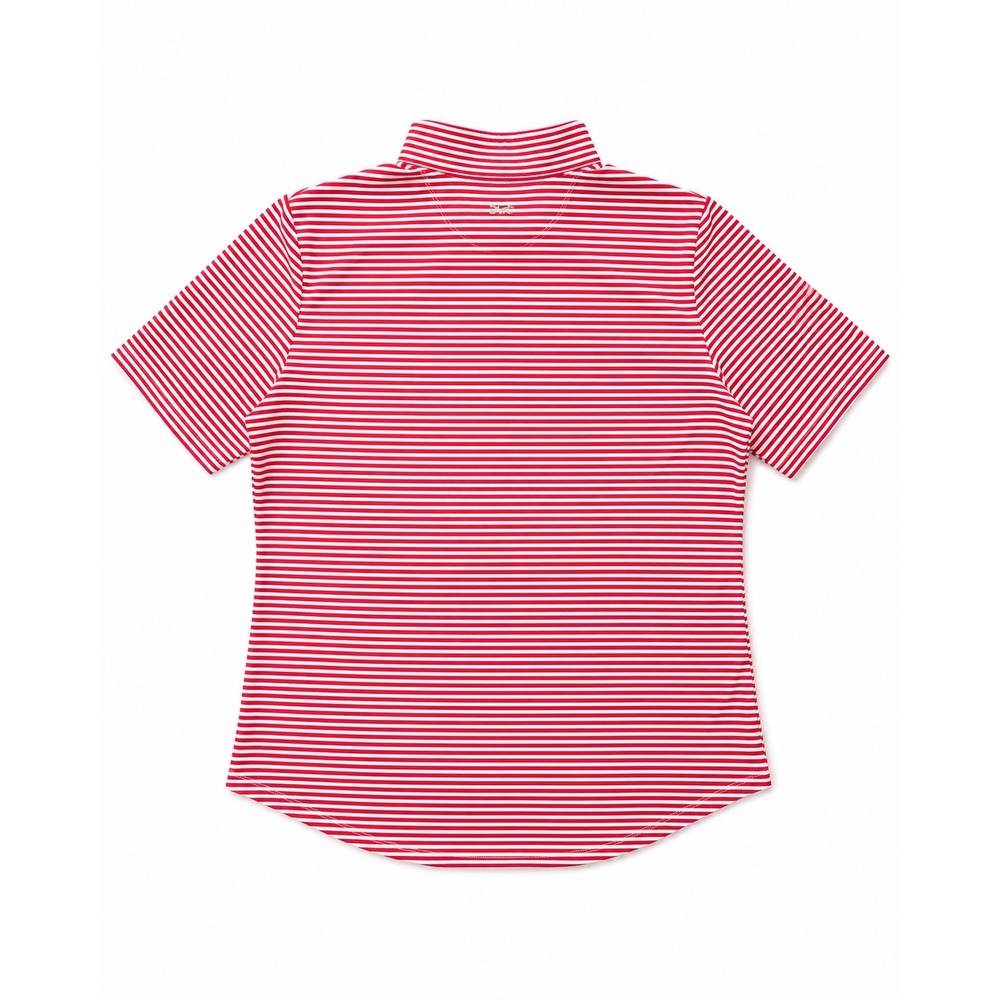 Tommy Bahama IslandZone Red White Striped Quarter Zip Polo Shirt Womens Medium - Picture 8 of 8
